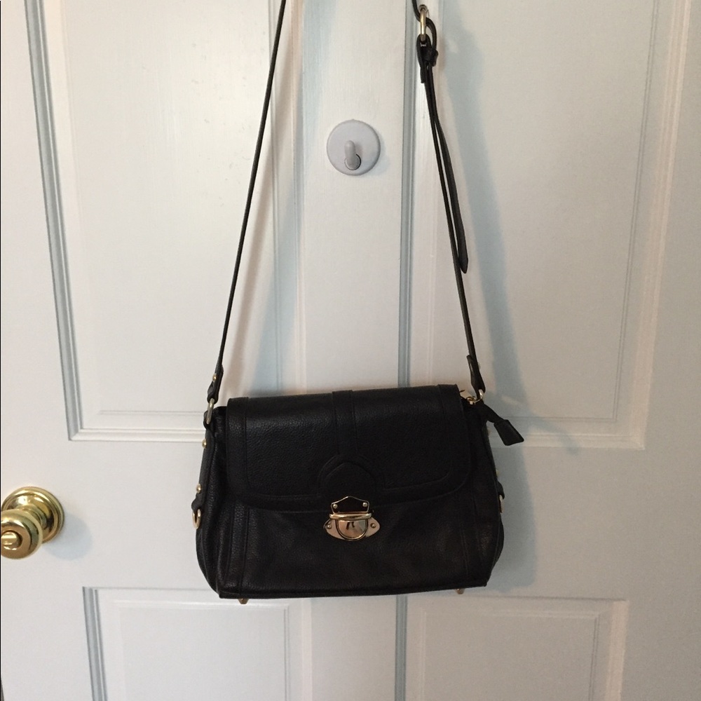 Black Crossbody Purse Handbag Golden Clasps